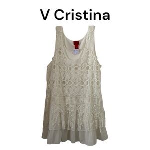 Christina Women's White Lace Blouse L NWT